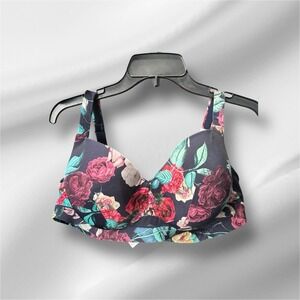 Cacique‎ by Lane Bryant Navy Floral Lightly Lined Balconette Bra Size 50B NEW